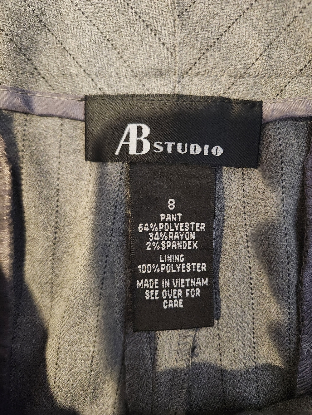 AB Studio Gray Pinstripe Trouser Pants Size 8 Business Casual Career Wide Leg St - Picture 3 of 6